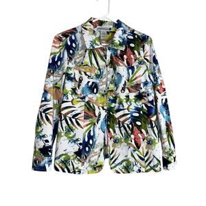 Drapers & Damons Tropical Floral Print Zip Up Jacket Medium